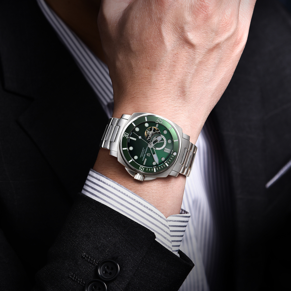 PAGANI DESIGN PD-1736 Men's Automatic Watches Unique Square Stainless Steel Mechanical Wrist Watch for Men Nylon Watchband 100M Waterproof