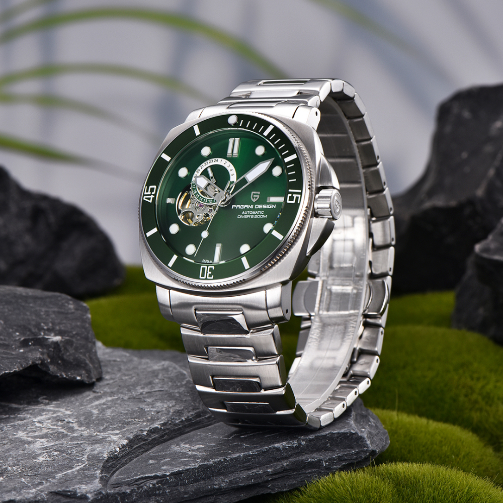 PAGANI DESIGN PD-1736 Men's Automatic Watches Unique Square Stainless Steel Mechanical Wrist Watch for Men Nylon Watchband 100M Waterproof