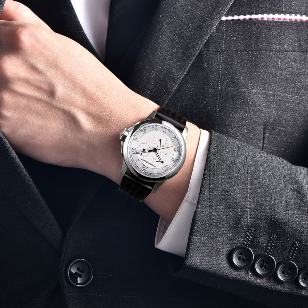 PAGANI DESIGN PD-1780 Men's Quartz Watches 40MM Stainless Steel Waterproof Wrist Watch with Rubber Strap, Week Date Display, 24 Hours Display