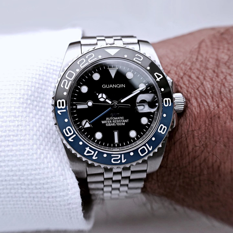 GUANQIN Men's Automatic Watches 40mm NH34 Stainless Steel Mechanical Wrist Watch for Men 100M Waterproof Sapphire Dial Glass GJ16408