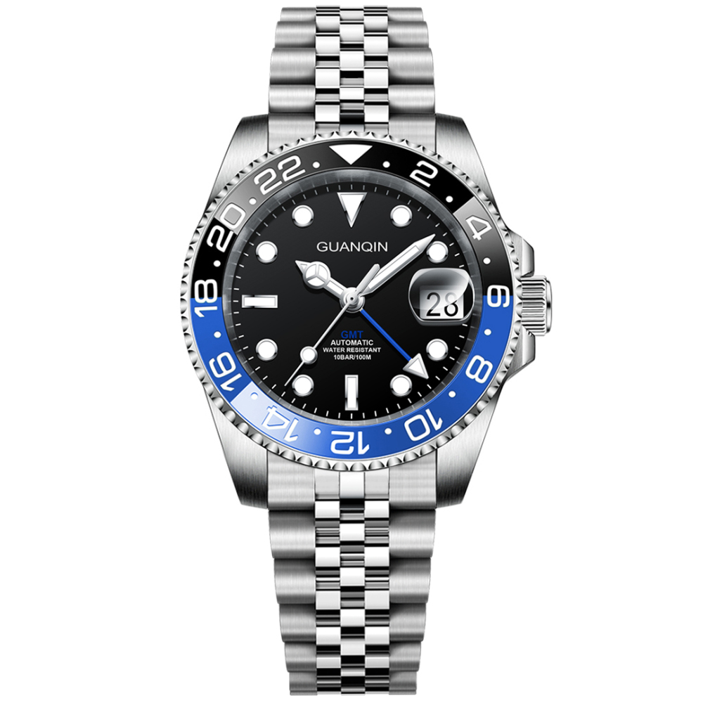 GUANQIN Men's Automatic Watches 40mm NH34 Stainless Steel Mechanical Wrist Watch for Men 100M Waterproof Sapphire Dial Glass GJ16408