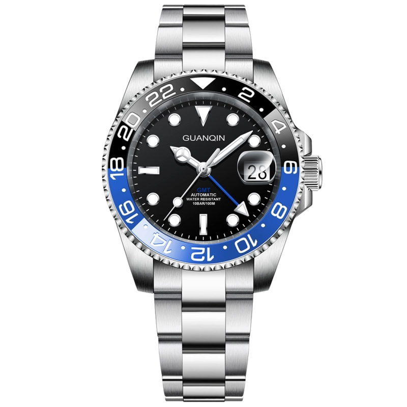 GUANQIN Men's Automatic Watches 40mm NH34 Stainless Steel Mechanical Wrist Watch for Men 100M Waterproof Sapphire Dial Glass GJ16408