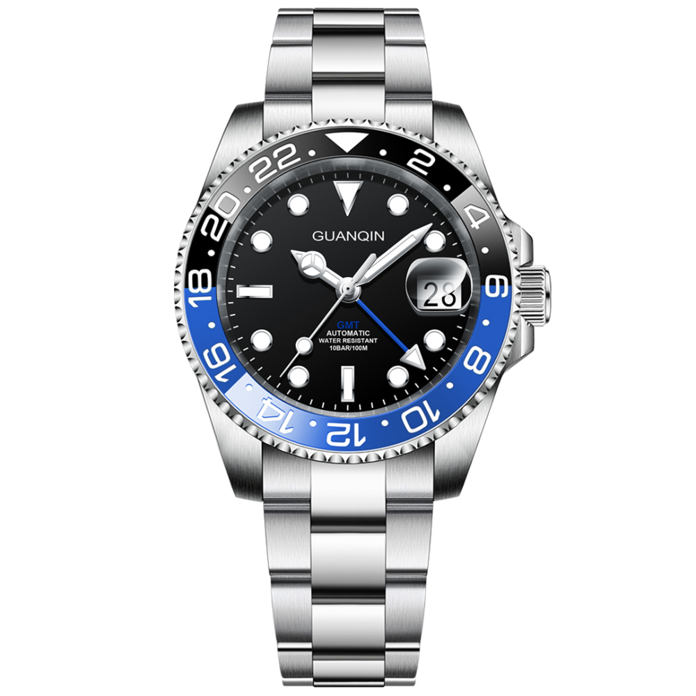 GUANQIN Men's Automatic Watches 40mm NH34 Stainless Steel Mechanical Wrist Watch for Men 100M Waterproof Sapphire Dial Glass GJ16408