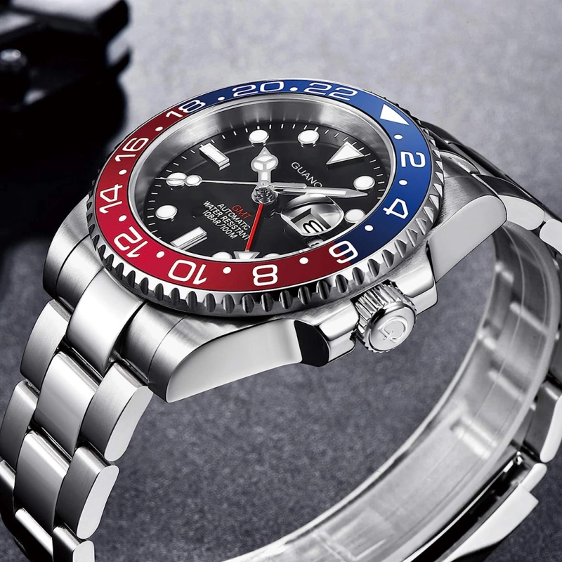 GUANQIN Men's Automatic Watches 40mm NH34 Stainless Steel Mechanical Wrist Watch for Men 100M Waterproof Sapphire Dial Glass GJ16408