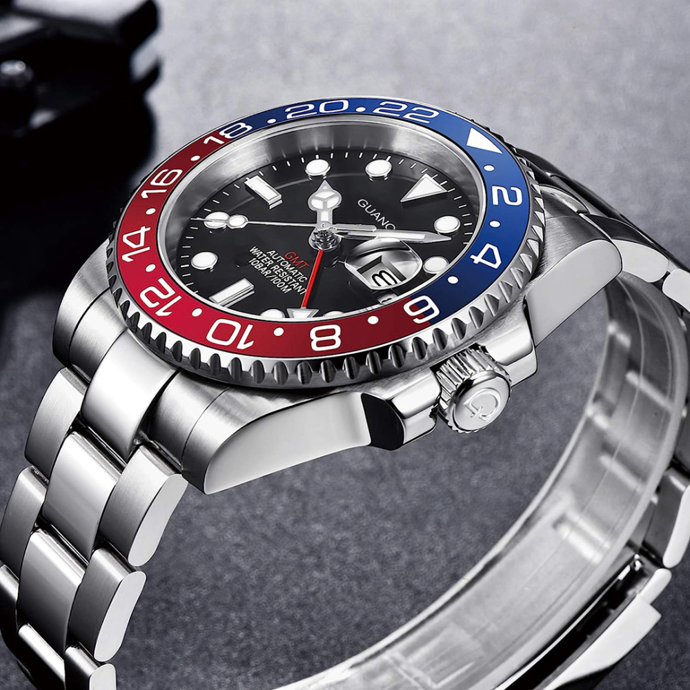 GUANQIN Men's Automatic Watches 40mm NH34 Stainless Steel Mechanical Wrist Watch for Men 100M Waterproof Sapphire Dial Glass GJ16408