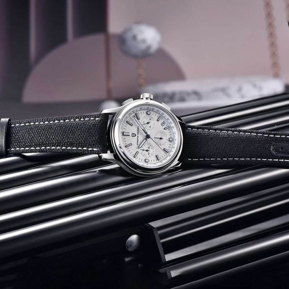 PAGANI DESIGN PD-1781 Men's Chronograph Quartz Watches 40mm Stainless Steel Wristwatch with Nylong@Leather Watchband