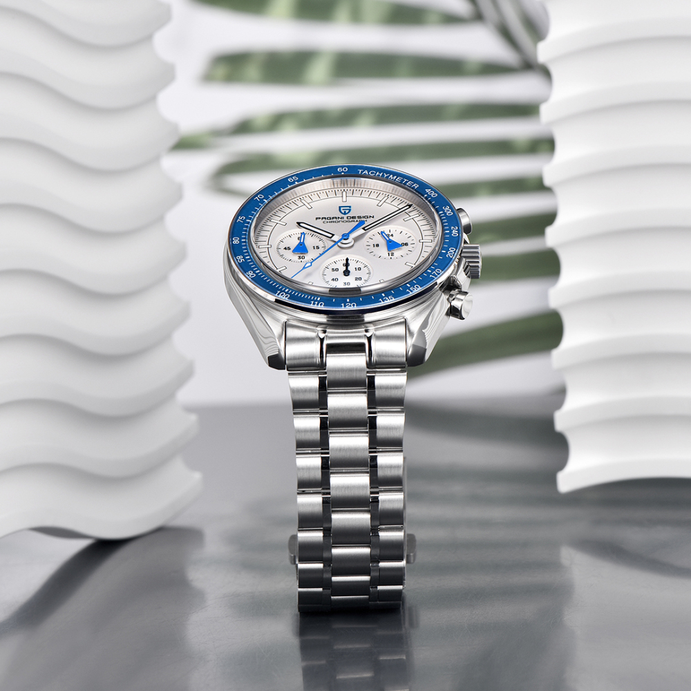 PAGANI DESIGN PD-1701 Men's Quartz Watches full Stainless Steel Waterproof Sports Chronograph Wrist Watch for Men Pepsi Bezel