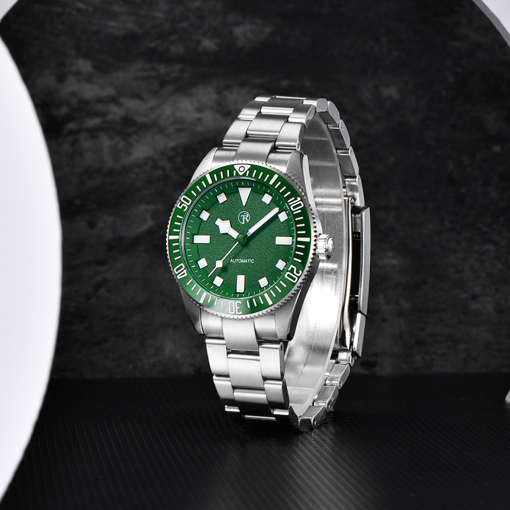 RollsTimi RT7910 Men's Automatic Watches 40mm Stainless Steel Waterproof Mechanical Wristwatch for Men NH35 Movt Sythetic Sapphire Dial Glass