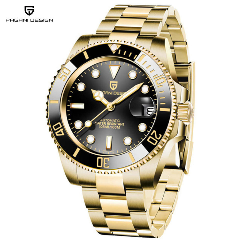 PAGANI DESIGN PD-1661 40mm Automatic Men's Watches Full Gold Stainless Steel Mechanical Wrist Watch for Men Sports Watches