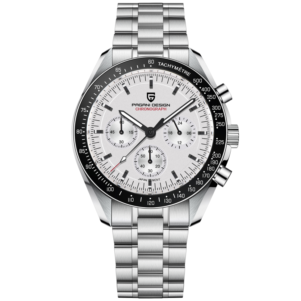 PAGANI DESIGN PD-1701 Men's Quartz Watches full Stainless Steel Waterproof Sports Chronograph Wrist Watch for Men Pepsi Bezel