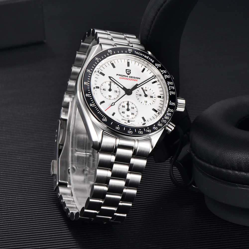 PAGANI DESIGN PD-1701 Men's Quartz Watches full Stainless Steel Waterproof Sports Chronograph Wrist Watch for Men Pepsi Bezel
