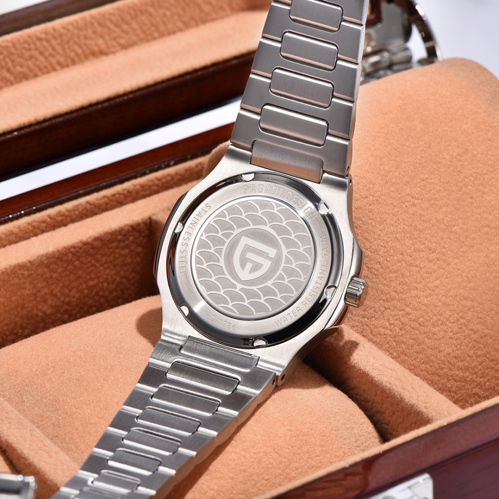 PAGANI DESIGN PD-1786 Quartz Women's Watches Luxury 32mm Stainless Steel Waterproof Wrist Watch with Moon Phase, Auto Date, Week Display