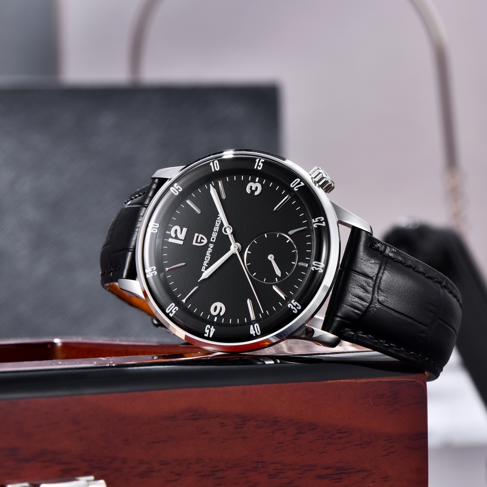 PAGANI DESIGN PD-1790 Automatic Men's Watches 42MM Stainless steel Mechanical Waterproof Business Wrist Watch for Men, Leather Watchband