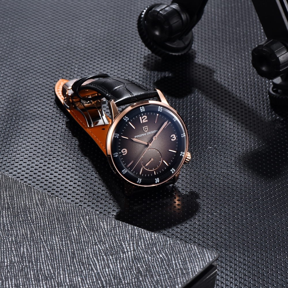 PAGANI DESIGN PD-1790 Automatic Men's Watches 42MM Stainless steel Mechanical Waterproof Business Wrist Watch for Men, Leather Watchband