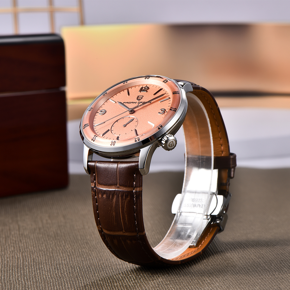 PAGANI DESIGN PD-1790 Automatic Men's Watches 42MM Stainless steel Mechanical Waterproof Business Wrist Watch for Men, Leather Watchband