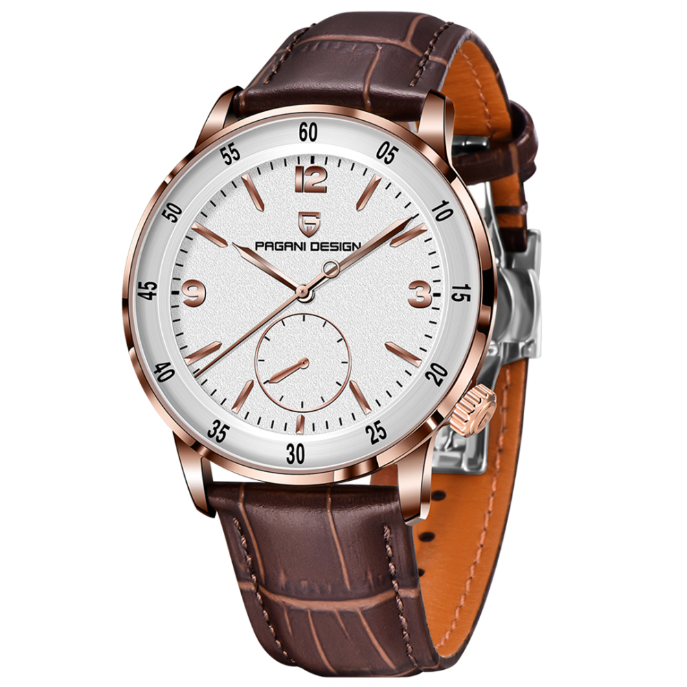 PAGANI DESIGN PD-1790 Automatic Men's Watches 42MM Stainless steel Mechanical Waterproof Business Wrist Watch for Men, Leather Watchband