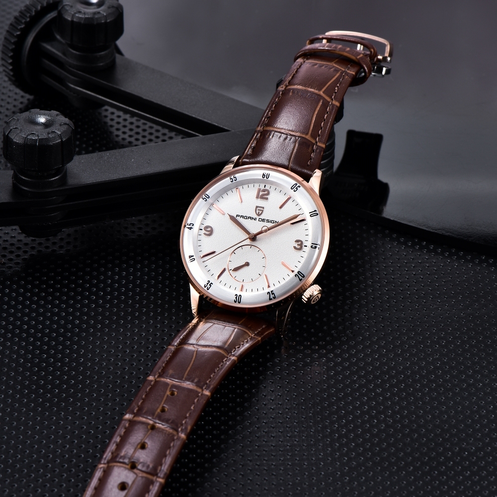 PAGANI DESIGN PD-1790 Automatic Men's Watches 42MM Stainless steel Mechanical Waterproof Business Wrist Watch for Men, Leather Watchband