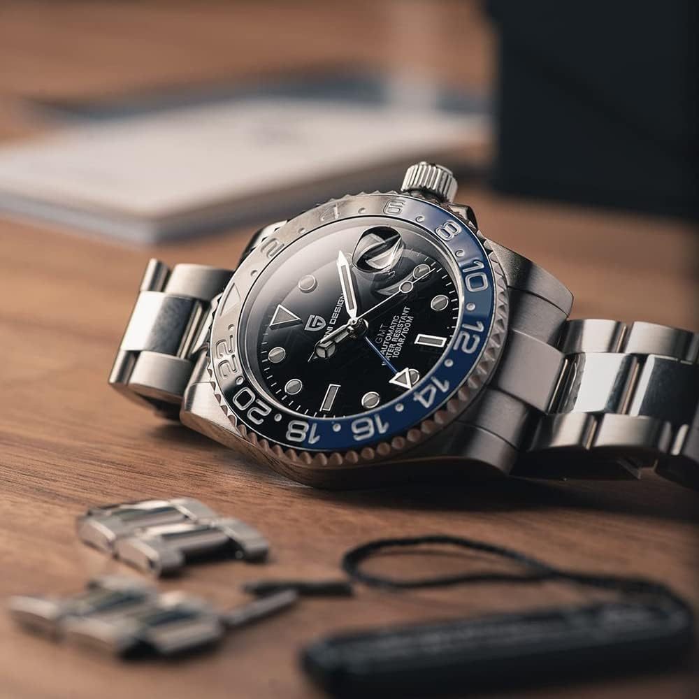 PAGANI DESIGN PD-1662 Men's Watches Automatic GMT Mechanical Stainless Steel Waterproof Wrist Watch for Men Jubilee Bracelet Sapphire Glass
