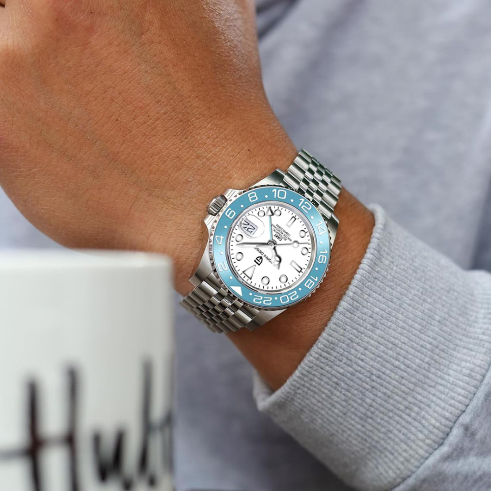 PAGANI DESIGN PD-1662 Men's Watches Automatic GMT Mechanical Stainless Steel Waterproof Wrist Watch for Men Jubilee Bracelet Sapphire Glass