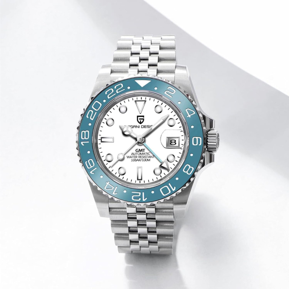 PAGANI DESIGN PD-1662 Men's Watches Automatic GMT Mechanical Stainless Steel Waterproof Wrist Watch for Men Jubilee Bracelet Sapphire Glass