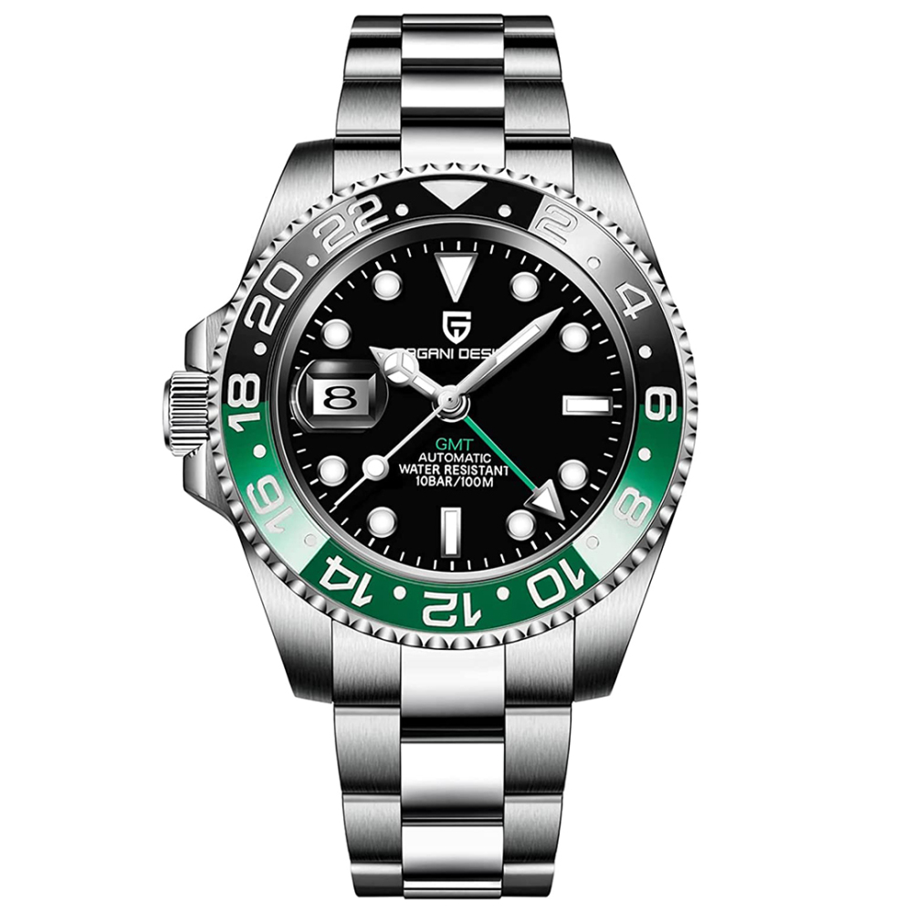 PAGANI DESIGN PD-1662 Men's Watches Automatic GMT Mechanical Stainless Steel Waterproof Wrist Watch for Men Jubilee Bracelet Sapphire Glass