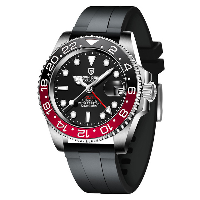 PAGANI DESIGN PD-1662 Men's Watches Automatic GMT Mechanical Stainless Steel Waterproof Wrist Watch for Men Jubilee Bracelet Sapphire Glass