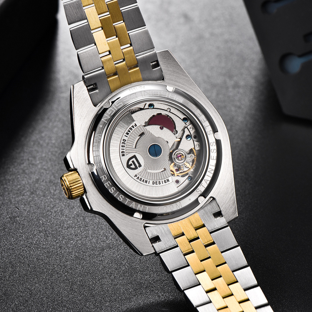 PAGANI DESIGN PD-1662 Men's Watches Automatic GMT Mechanical Stainless Steel Waterproof Wrist Watch for Men Jubilee Bracelet Sapphire Glass