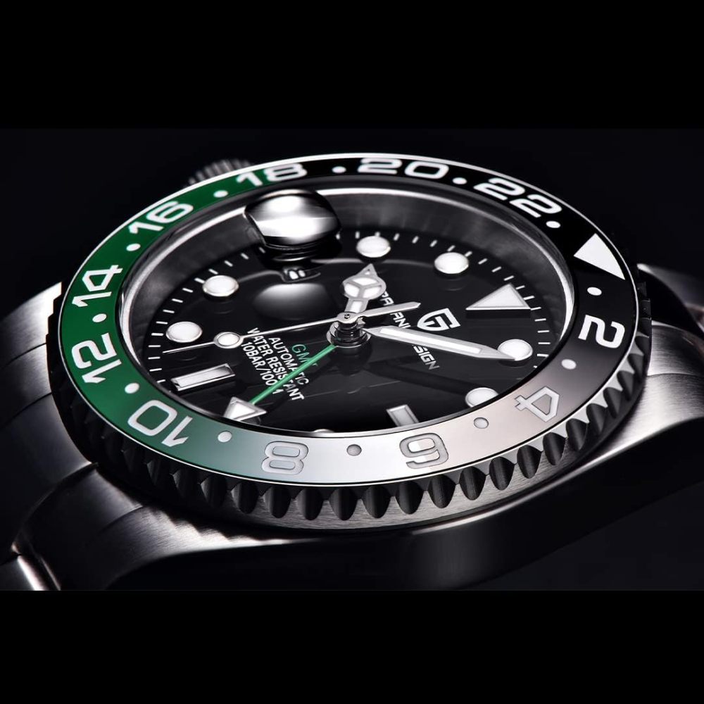 PAGANI DESIGN PD-1662 Men's Watches Automatic GMT Mechanical Stainless Steel Waterproof Wrist Watch for Men Jubilee Bracelet Sapphire Glass