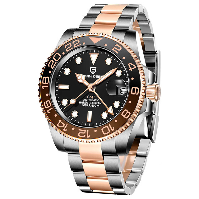 PAGANI DESIGN PD-1662 Men's Watches Automatic GMT Mechanical Stainless Steel Waterproof Wrist Watch for Men Jubilee Bracelet Sapphire Glass