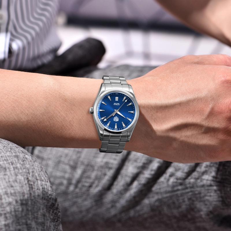 RollsTimi Automatic Men's Watches 38.6mm Stainless Steel Mechanical 100M Waterproof Wrist Watch for Men, TMI NH35 Movt, Sapphire Dial Glass