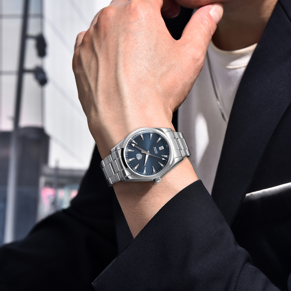 RollsTimi Automatic Men's Watches 38.6mm Stainless Steel Mechanical 100M Waterproof Wrist Watch for Men, TMI NH35 Movt, Sapphire Dial Glass
