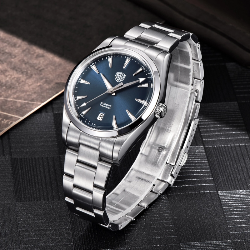 RollsTimi Automatic Men's Watches 38.6mm Stainless Steel Mechanical 100M Waterproof Wrist Watch for Men, TMI NH35 Movt, Sapphire Dial Glass