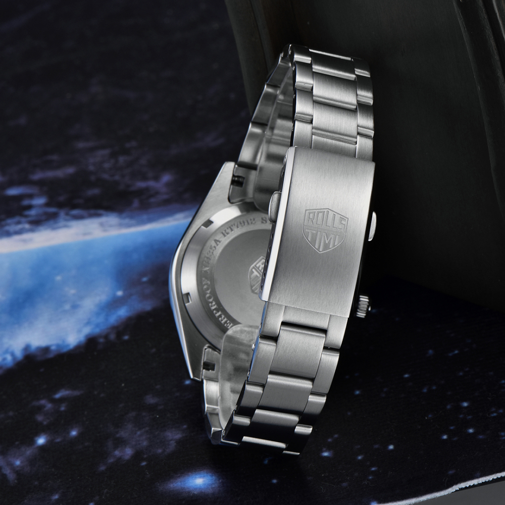 RollsTimi Automatic Men's Watches 38.6mm Stainless Steel Mechanical 100M Waterproof Wrist Watch for Men, TMI NH35 Movt, Sapphire Dial Glass
