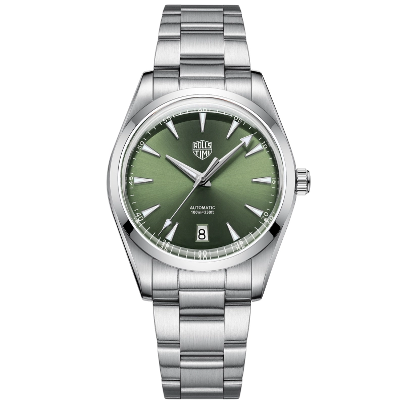 RollsTimi Automatic Men's Watches 38.6mm Stainless Steel Mechanical 100M Waterproof Wrist Watch for Men, TMI NH35 Movt, Sapphire Dial Glass
