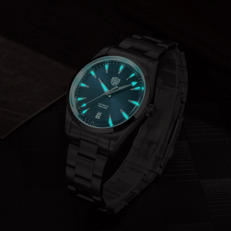 RollsTimi Automatic Men's Watches 38.6mm Stainless Steel Mechanical 100M Waterproof Wrist Watch for Men, Deep Blue TMI NH35 Movt, Sapphire Dial Glass