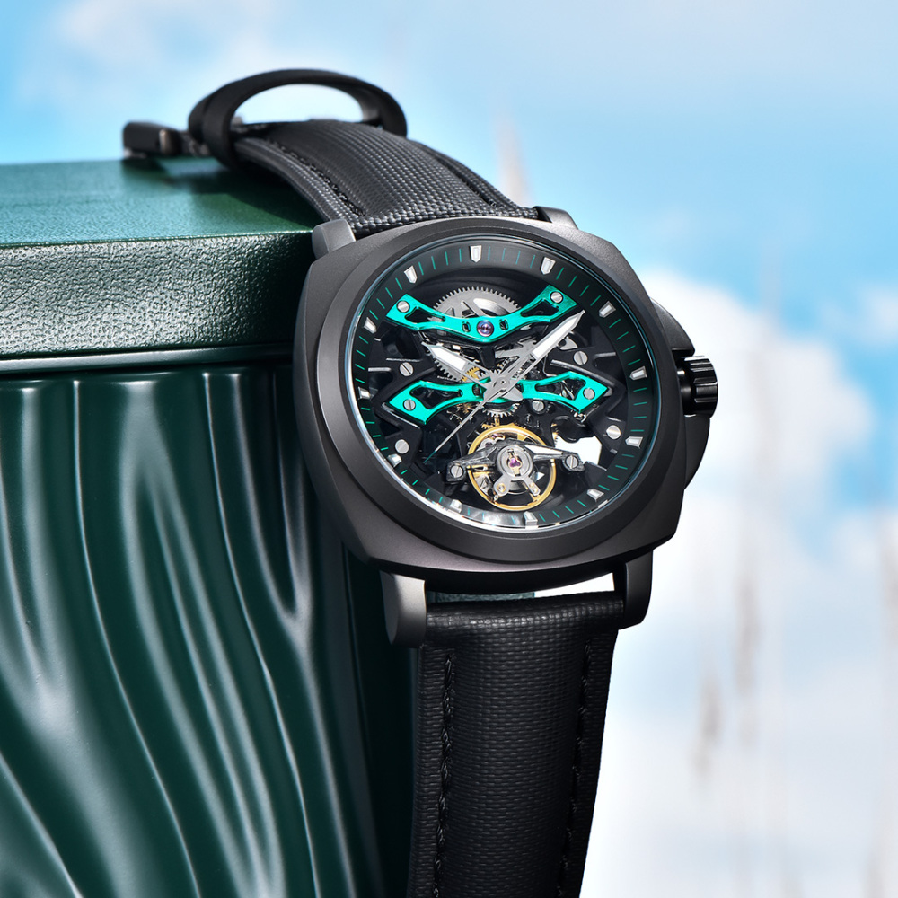 PAGANI DESIGN PD-YS017 Automatic Men's Watches Stainless Steel Mechanical Skeleton Wrist Watch with PU Leather Watchband