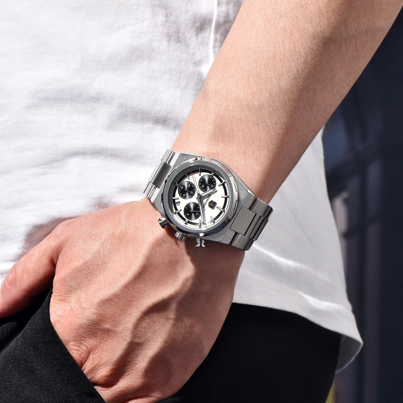 BENYAR BY-5204 Quartz Men's Watches Stainless Steel Waterproof Chronograph Wrist Watches for Men, Luxury Business Sports Gift Watches, Auto Date