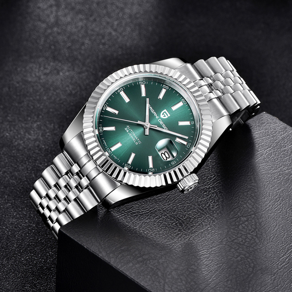 PAGANI DESIGN PD-1645 Men's Automatic Watches Business Mechanical Wrist Watch with Jubilee Bracelet 8215 Movement 100M Waterproof Full Stainless Steel Stap