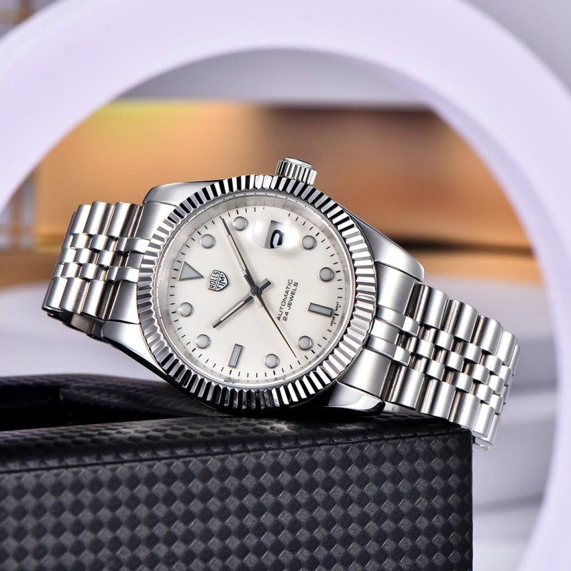 RollsTimi Men's Automatic Watches 40mm Stainless Steel Waterproof Luxury Wrist Watch for Men, Synthetic Sapphire Dial Glass, Auto Date