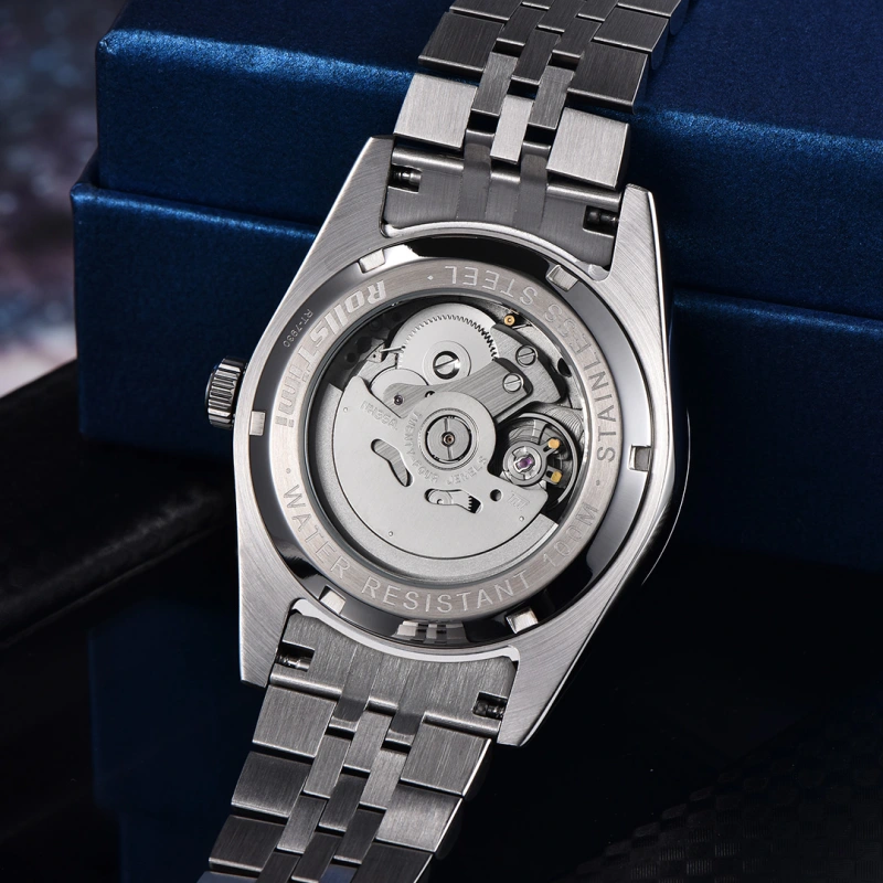 RollsTimi Men's Automatic Watches 40mm Stainless Steel Waterproof Luxury Wrist Watch for Men, Synthetic Sapphire Dial Glass, Auto Date