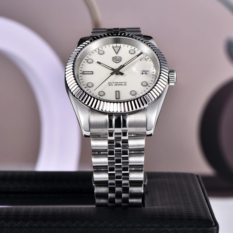 RollsTimi Men's Automatic Watches 40mm Stainless Steel Waterproof Luxury Wrist Watch for Men, Synthetic Sapphire Dial Glass, Auto Date