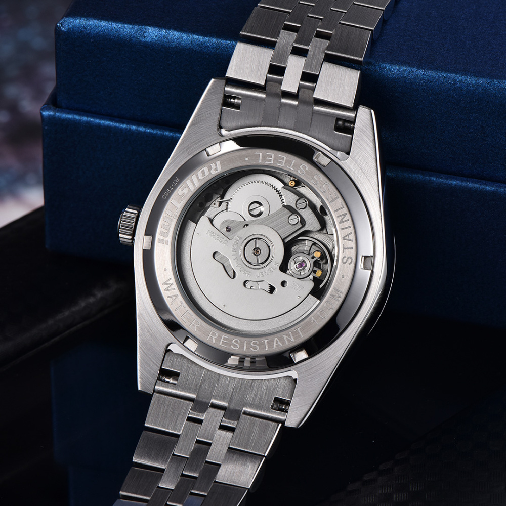 RollsTimi Men's Automatic Watches 40mm Stainless Steel Waterproof Luxury Wrist Watch for Men, Synthetic Sapphire Dial Glass, Auto Date