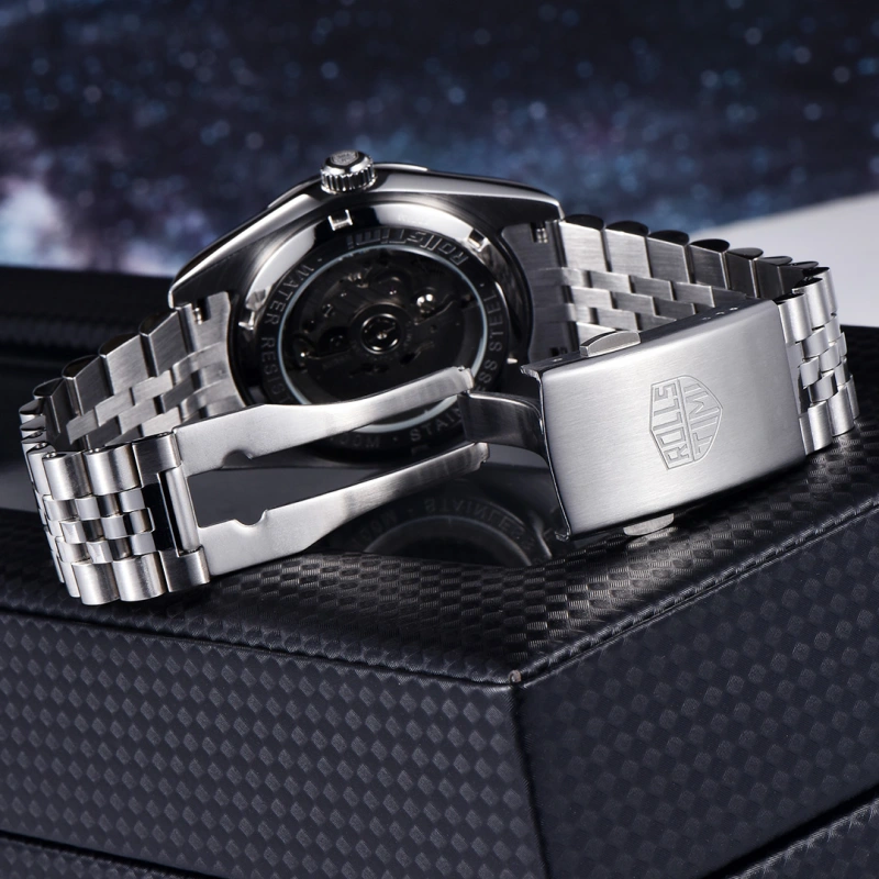 RollsTimi Men's Automatic Watches 40mm Stainless Steel Waterproof Luxury Wrist Watch for Men, Synthetic Sapphire Dial Glass, Auto Date