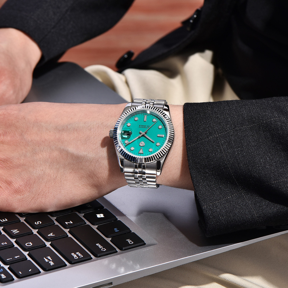 RollsTimi Men's Automatic Watches 40mm Stainless Steel Waterproof Luxury Wrist Watch for Men, Synthetic Sapphire Dial Glass, Auto Date