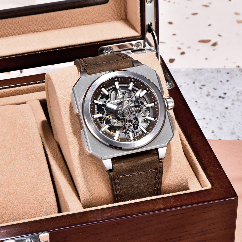 PAGANI DESIGN PD-1791 Automatic Men's Watches 42MM Stainless Steel Square Mechanical Waterproof Wrist Watch for Men, Rubber or Leather Watchband