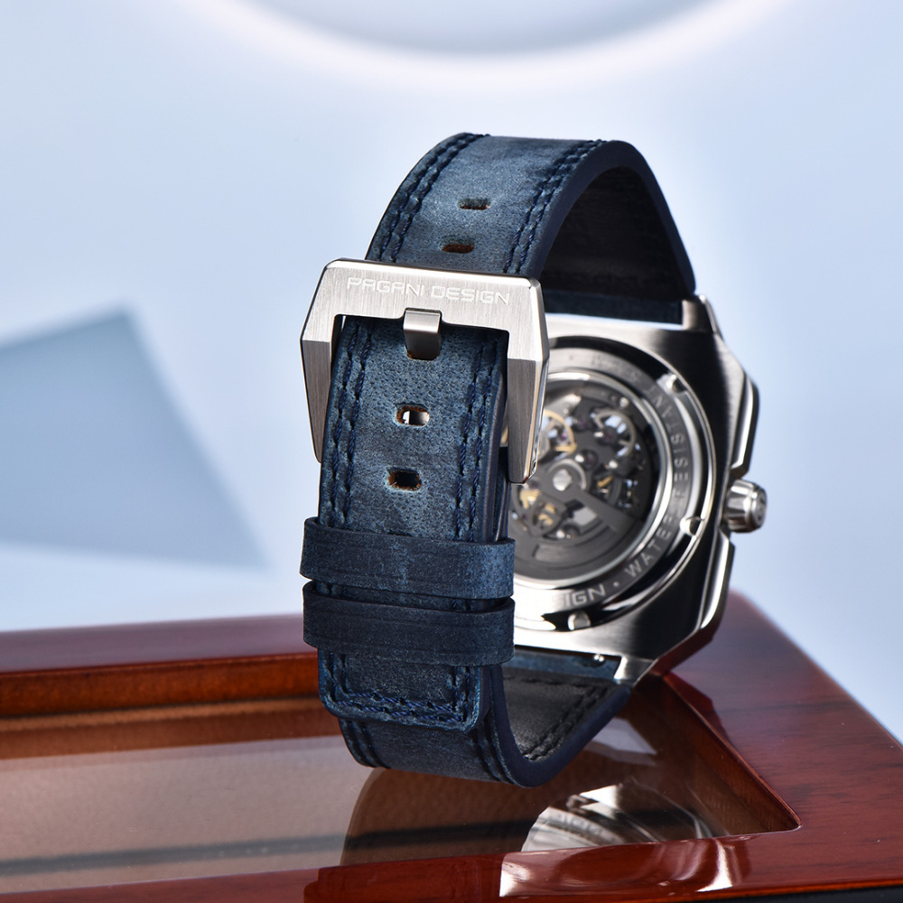 PAGANI DESIGN PD-1791 Automatic Men's Watches 42MM Stainless Steel Square Mechanical Waterproof Wrist Watch for Men, Rubber or Leather Watchband