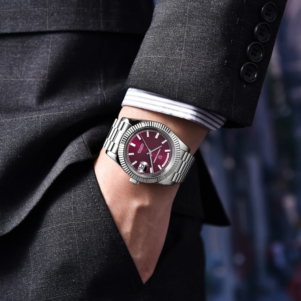 PAGANI DESIGN Orologio da uomo DD40 PD-1783 Orologio di lusso da uomo automatico in oro rosa Movimento NH36A 10Bar Vetro zaffiro Datario (PD-1783 Bianco meteorite-A