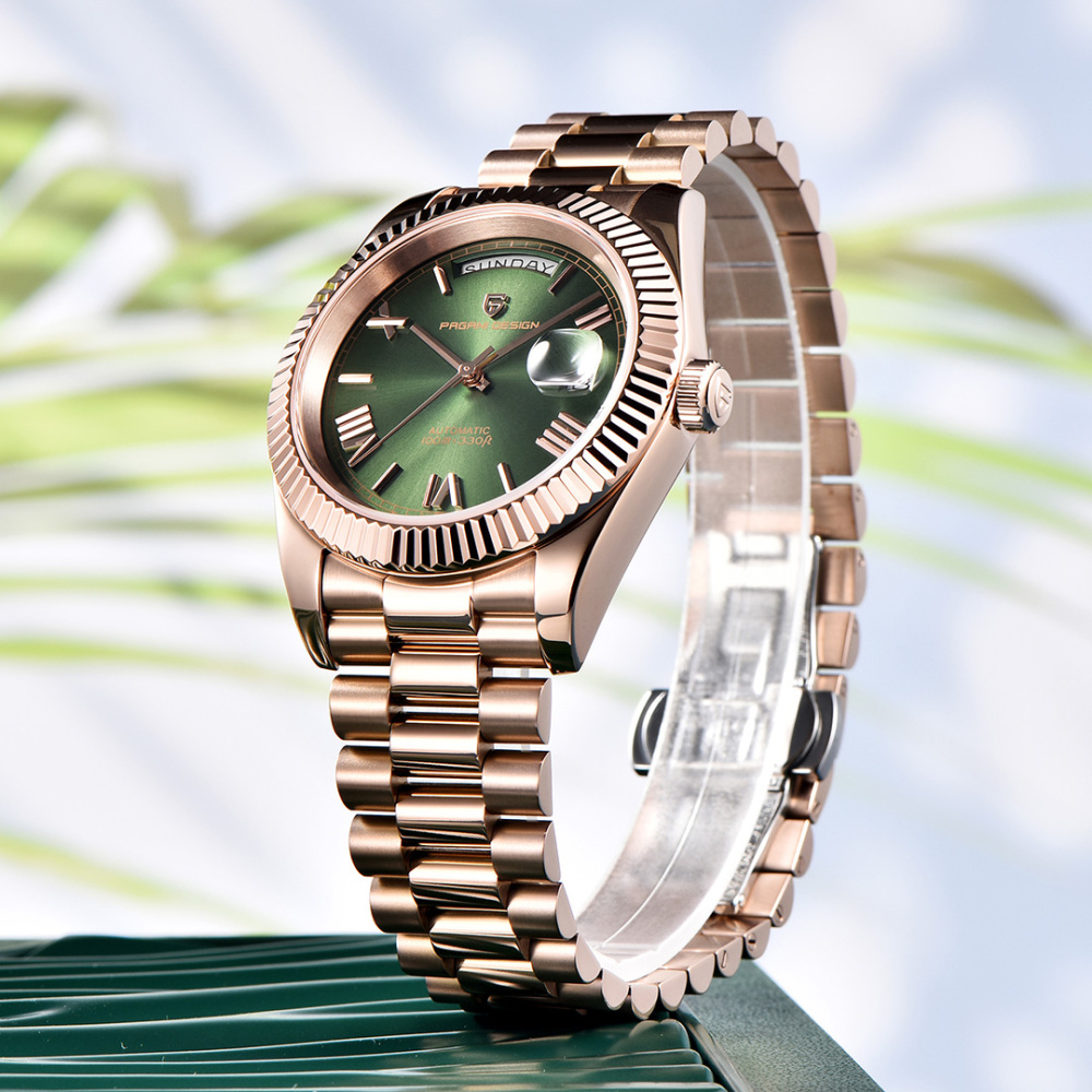 PAGANI DESIGN Men's Automatic Watches, PD-1752 Mechanical Stainless Steel Luxury 36mm Wrist Watch for Men 100M Waterproof AR Coating