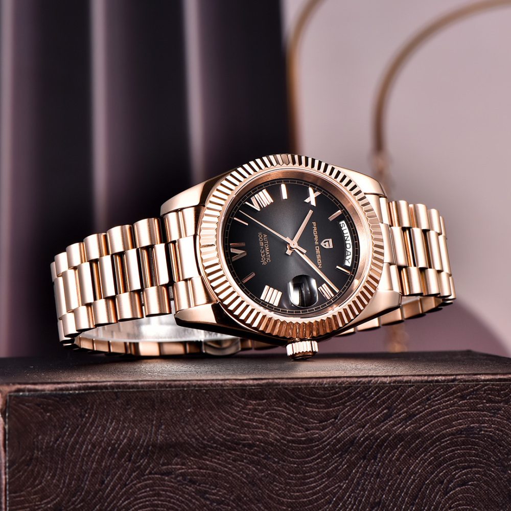 PAGANI DESIGN Men's Automatic Watches, PD-1752 Mechanical Stainless Steel Luxury 36mm Wrist Watch for Men 100M Waterproof AR Coating