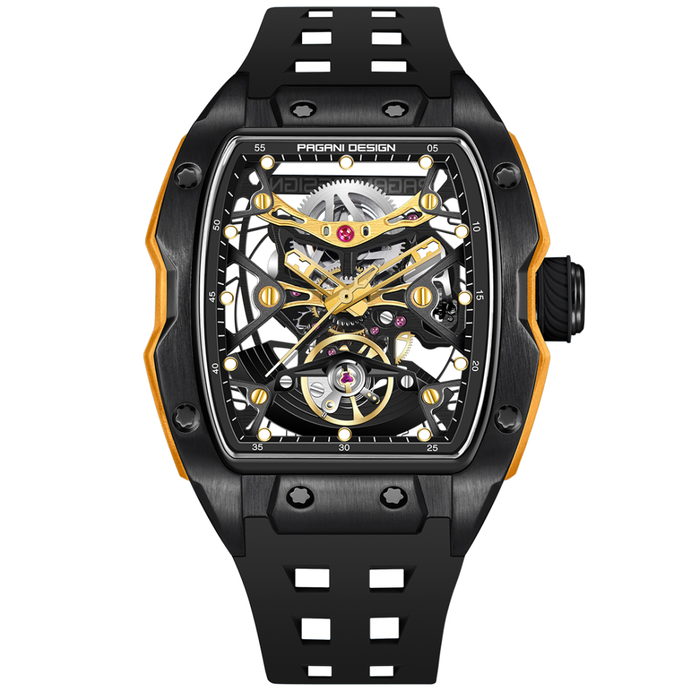 PAGANI DESIGN PD-YS018 Men's Automatic Watches Skeleton Stainless Steel Waterproof Mechanical Watches for Men